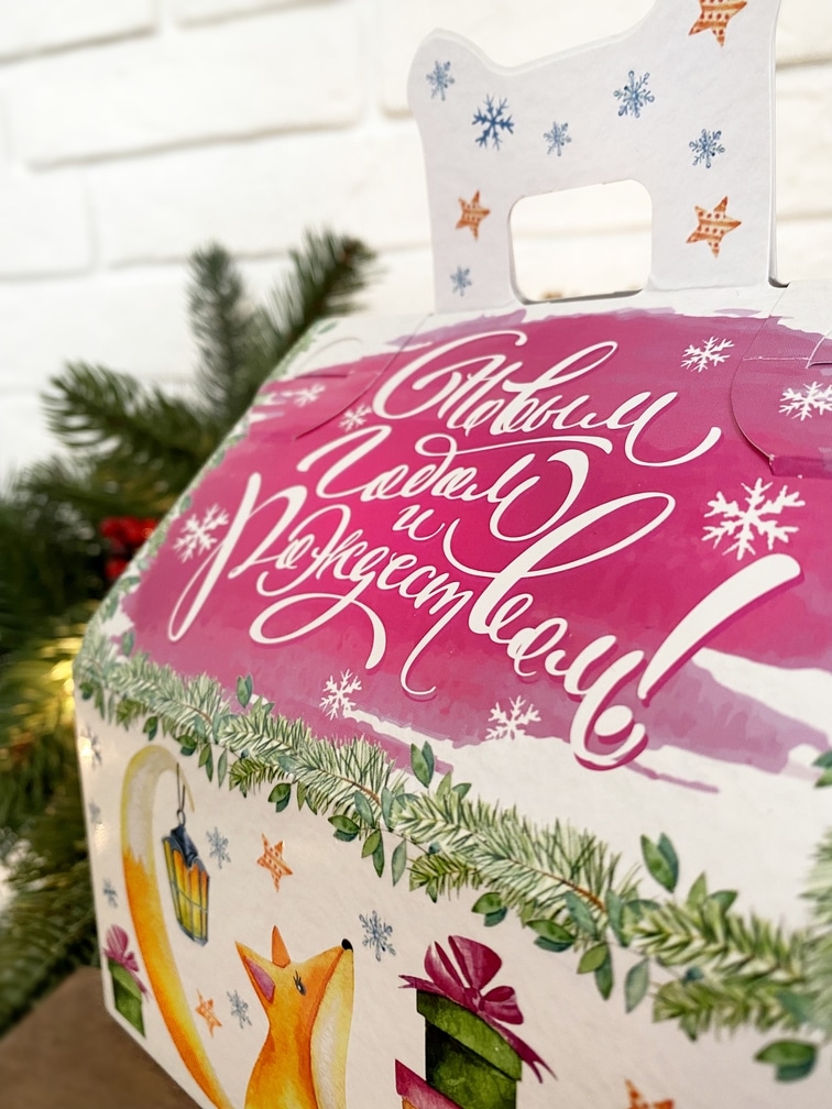 Коробка новогодняя подарочная Акварельная серия, 133х116х126 (+45) мм (домик) — изображение 5